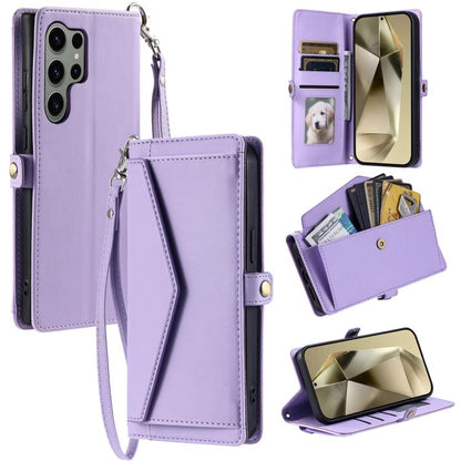 Wallet Multi-card Slot Leather Phone Case with Lanyard, For Samsung Galaxy S26+ 5G, For Samsung Galaxy S26 Ultra 5G, For Samsung Galaxy S26 5G, For Samsung Galaxy S25 FE 5G, For Samsung Galaxy S25 Edge 5G, For Samsung Galaxy S25 5G                     ...