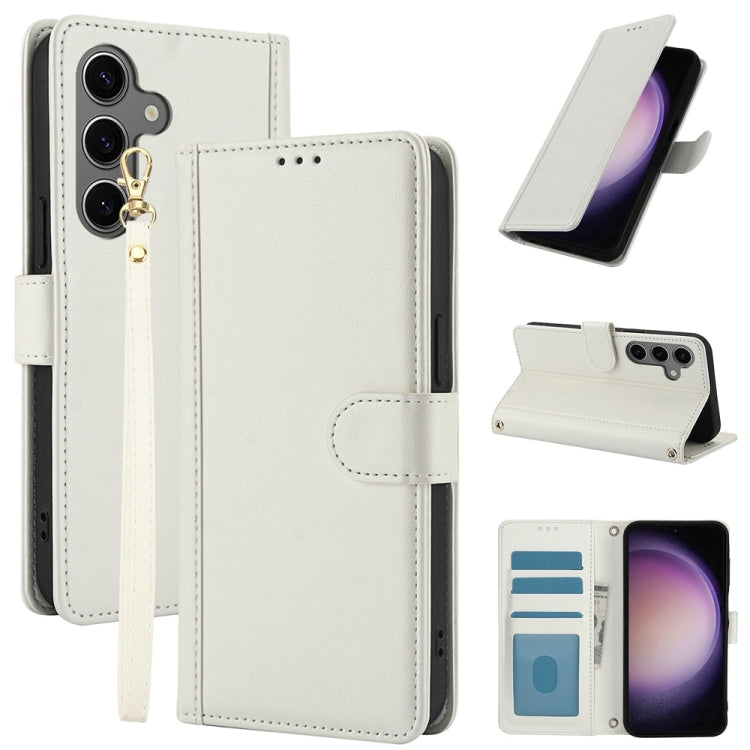 Skin Feel Pure Color Card Slots Leather Phone Case with Dual Lanyard, For Samsung Galaxy S26+ 5G, For Samsung Galaxy S26 Ultra 5G, For Samsung Galaxy S26 5G, For Samsung Galaxy S25 5G, For Samsung Galaxy S25+ 5G, For Samsung Galaxy S25 Ultra 5G        ...