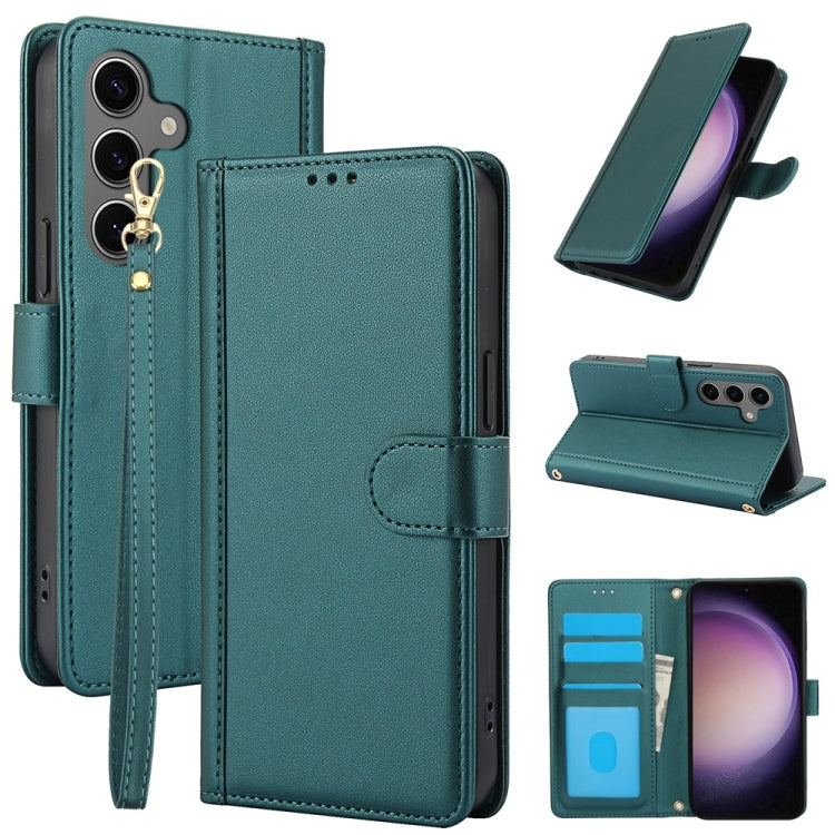 Skin Feel Pure Color Card Slots Leather Phone Case with Dual Lanyard, For Samsung Galaxy S26+ 5G, For Samsung Galaxy S26 Ultra 5G, For Samsung Galaxy S26 5G, For Samsung Galaxy S25 5G, For Samsung Galaxy S25+ 5G, For Samsung Galaxy S25 Ultra 5G        ...
