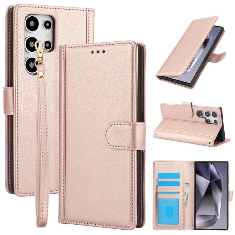 Skin Feel Pure Color Card Slots Leather Phone Case with Dual Lanyard, For Samsung Galaxy S26+ 5G, For Samsung Galaxy S26 Ultra 5G, For Samsung Galaxy S26 5G, For Samsung Galaxy S25 5G, For Samsung Galaxy S25+ 5G, For Samsung Galaxy S25 Ultra 5G        ...