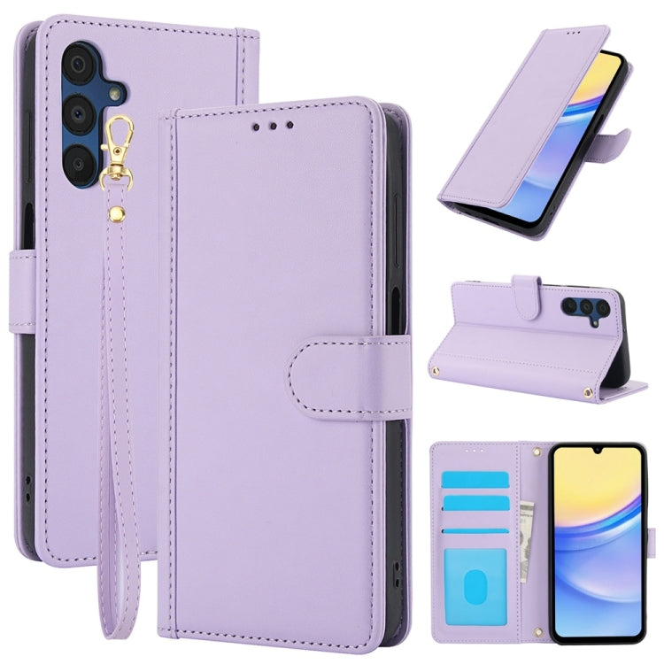 Skin Feel Pure Color Card Slots Leather Phone Case with Dual Lanyard, For Samsung Galaxy S26+ 5G, For Samsung Galaxy S26 Ultra 5G, For Samsung Galaxy S26 5G, For Samsung Galaxy S25 5G, For Samsung Galaxy S25+ 5G, For Samsung Galaxy S25 Ultra 5G        ...