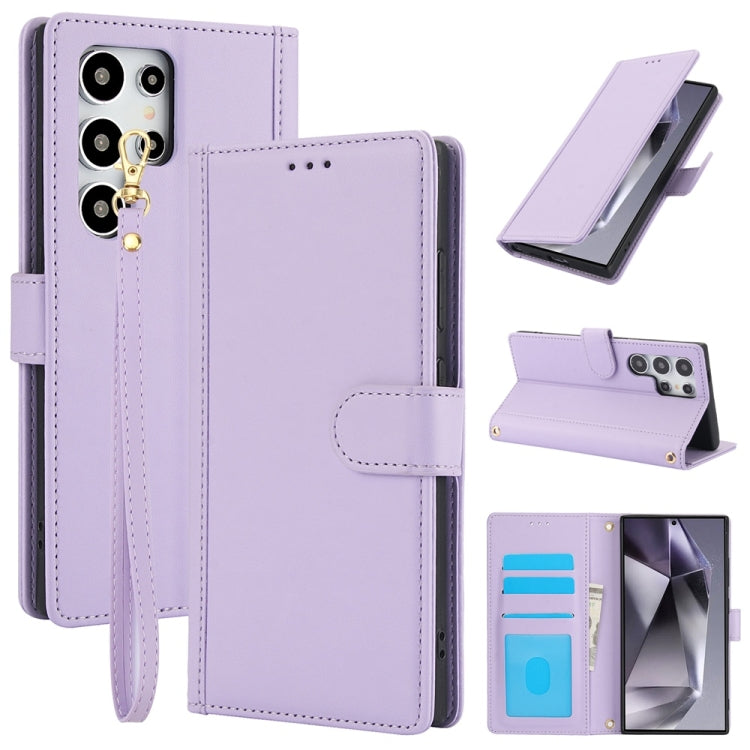 Skin Feel Pure Color Card Slots Leather Phone Case with Dual Lanyard, For Samsung Galaxy S26+ 5G, For Samsung Galaxy S26 Ultra 5G, For Samsung Galaxy S26 5G, For Samsung Galaxy S25 5G, For Samsung Galaxy S25+ 5G, For Samsung Galaxy S25 Ultra 5G        ...