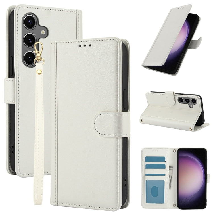 Skin Feel Pure Color Card Slots Leather Phone Case with Dual Lanyard, For Samsung Galaxy S26+ 5G, For Samsung Galaxy S26 Ultra 5G, For Samsung Galaxy S26 5G, For Samsung Galaxy S25 5G, For Samsung Galaxy S25+ 5G, For Samsung Galaxy S25 Ultra 5G        ...