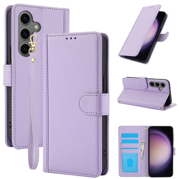 Skin Feel Pure Color Card Slots Leather Phone Case with Dual Lanyard, For Samsung Galaxy S26+ 5G, For Samsung Galaxy S26 Ultra 5G, For Samsung Galaxy S26 5G, For Samsung Galaxy S25 5G, For Samsung Galaxy S25+ 5G, For Samsung Galaxy S25 Ultra 5G        ...
