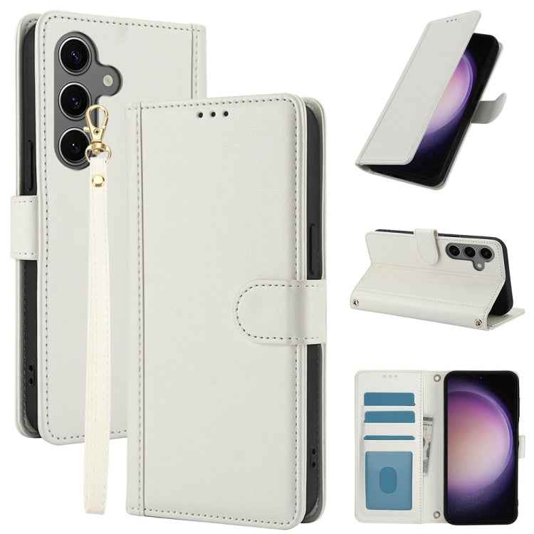 Skin Feel Pure Color Card Slots Leather Phone Case with Dual Lanyard, For Samsung Galaxy S26+ 5G, For Samsung Galaxy S26 Ultra 5G, For Samsung Galaxy S26 5G, For Samsung Galaxy S25 5G, For Samsung Galaxy S25+ 5G, For Samsung Galaxy S25 Ultra 5G        ...