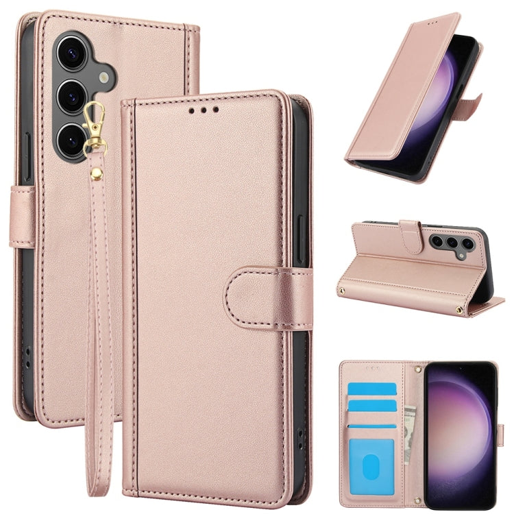 Skin Feel Pure Color Card Slots Leather Phone Case with Dual Lanyard, For Samsung Galaxy S26+ 5G, For Samsung Galaxy S26 Ultra 5G, For Samsung Galaxy S26 5G, For Samsung Galaxy S25 5G, For Samsung Galaxy S25+ 5G, For Samsung Galaxy S25 Ultra 5G        ...