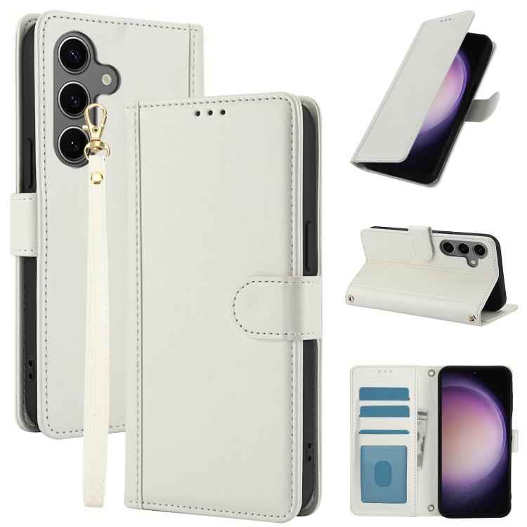 Skin Feel Pure Color Card Slots Leather Phone Case with Dual Lanyard, For Samsung Galaxy S26+ 5G, For Samsung Galaxy S26 Ultra 5G, For Samsung Galaxy S26 5G, For Samsung Galaxy S25 5G, For Samsung Galaxy S25+ 5G, For Samsung Galaxy S25 Ultra 5G        ...