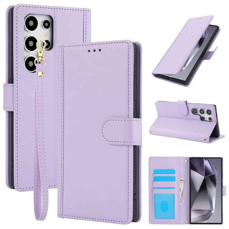 Skin Feel Pure Color Card Slots Leather Phone Case with Dual Lanyard, For Samsung Galaxy S26+ 5G, For Samsung Galaxy S26 Ultra 5G, For Samsung Galaxy S26 5G, For Samsung Galaxy S25 5G, For Samsung Galaxy S25+ 5G, For Samsung Galaxy S25 Ultra 5G        ...