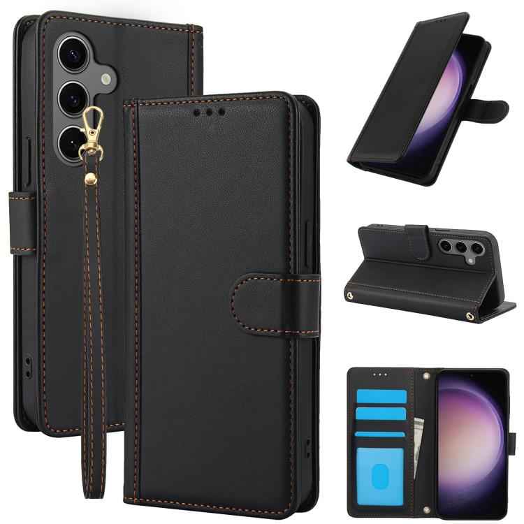 Skin Feel Pure Color Card Slots Leather Phone Case with Dual Lanyard, For Samsung Galaxy S26+ 5G, For Samsung Galaxy S26 Ultra 5G, For Samsung Galaxy S26 5G, For Samsung Galaxy S25 5G, For Samsung Galaxy S25+ 5G, For Samsung Galaxy S25 Ultra 5G        ...