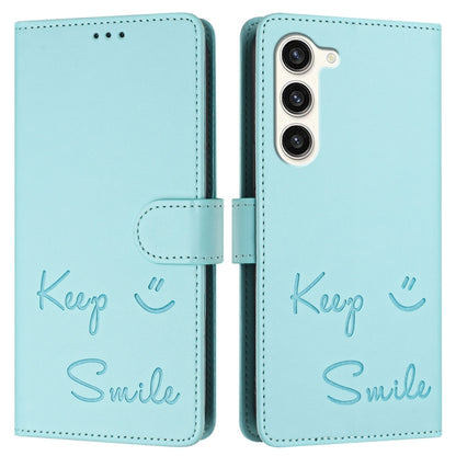 Smile Embossing RFID Leather Phone Case, For Samsung Galaxy S23 5G, For Samsung Galaxy S20 FE 2022 / 5G / 4G, For Samsung Galaxy S22 Ultra 5G, For Samsung Galaxy S22+ 5G, For Samsung Galaxy S22 5G, For Samsung Galaxy S21 FE 5G, For Samsung Galaxy S21 5...