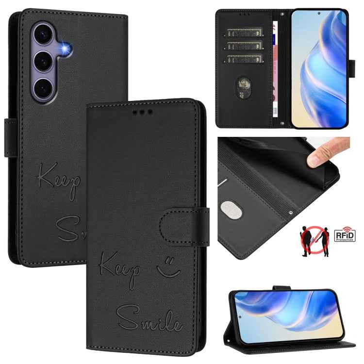 Smile Embossing RFID Leather Phone Case, For Samsung Galaxy S26+ 5G, For Samsung Galaxy S26 Edge 5G, For Samsung Galaxy S26 Ultra 5G, For Samsung Galaxy S26 5G, For Samsung Galaxy S25 Edge 5G, For Samsung Galaxy S25 5G, For Samsung Galaxy S25+ 5G      ...