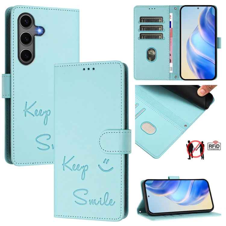 Smile Embossing RFID Leather Phone Case, For Samsung Galaxy S26+ 5G, For Samsung Galaxy S26 Edge 5G, For Samsung Galaxy S26 Ultra 5G, For Samsung Galaxy S26 5G, For Samsung Galaxy S25 Edge 5G, For Samsung Galaxy S25 5G, For Samsung Galaxy S25+ 5G      ...