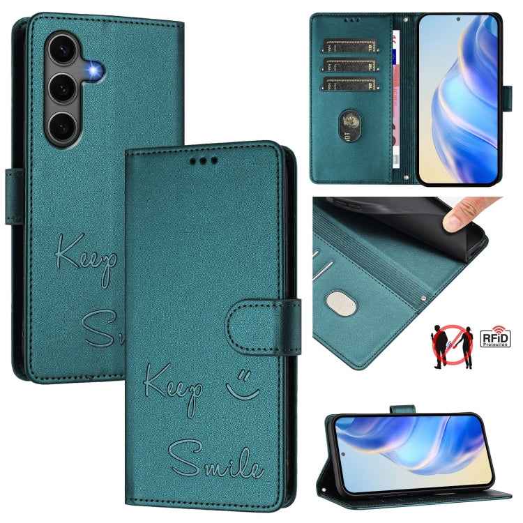 Smile Embossing RFID Leather Phone Case, For Samsung Galaxy S26+ 5G, For Samsung Galaxy S26 Edge 5G, For Samsung Galaxy S26 Ultra 5G, For Samsung Galaxy S26 5G, For Samsung Galaxy S25 Edge 5G, For Samsung Galaxy S25 5G, For Samsung Galaxy S25+ 5G      ...
