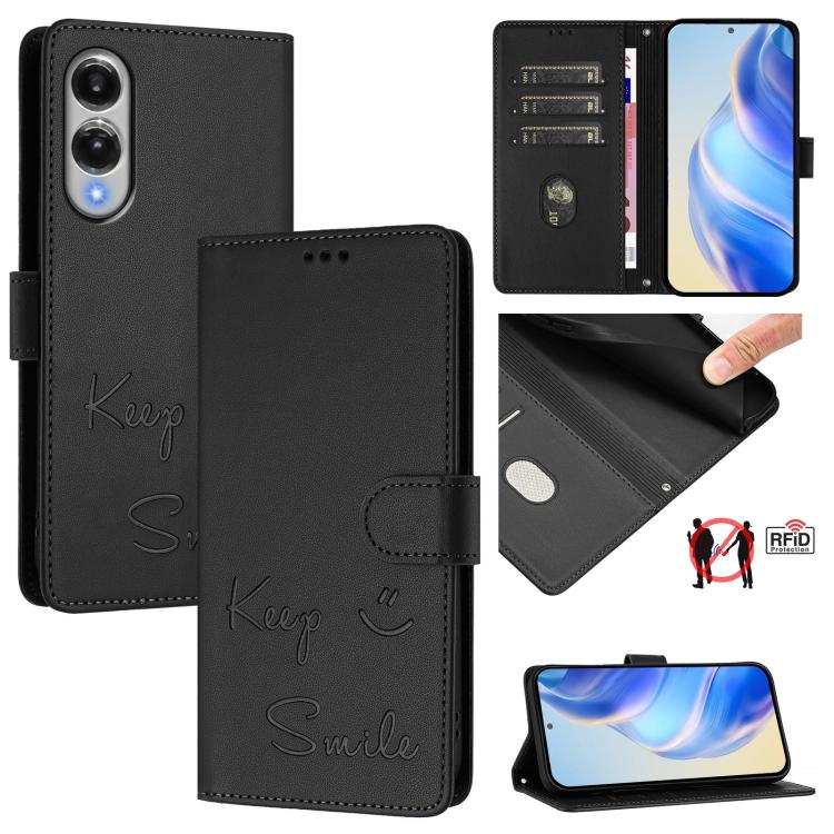 Smile Embossing RFID Leather Phone Case, For Galaxy S26 FE 5G 5G, For Samsung Galaxy S26+ 5G, For Samsung Galaxy S26 Edge 5G, For Samsung Galaxy S26 Ultra 5G, For Samsung Galaxy S26 5G, For Samsung Galaxy S25 Edge 5G, For Samsung Galaxy S25 5G         ...