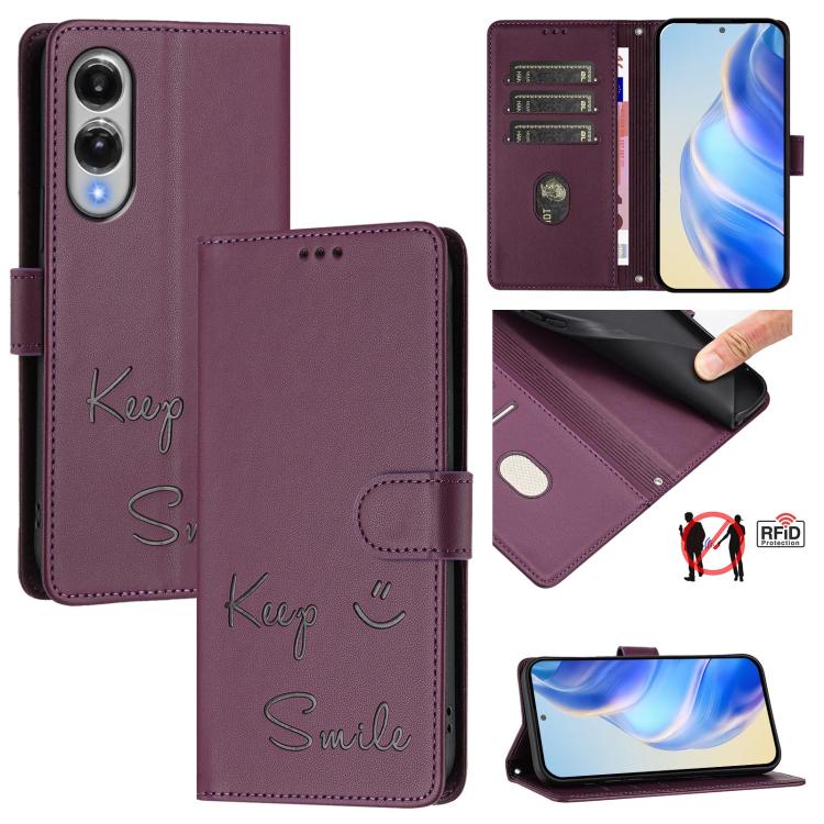 Smile Embossing RFID Leather Phone Case, For Galaxy S26 FE 5G 5G, For Samsung Galaxy S26+ 5G, For Samsung Galaxy S26 Edge 5G, For Samsung Galaxy S26 Ultra 5G, For Samsung Galaxy S26 5G, For Samsung Galaxy S25 Edge 5G, For Samsung Galaxy S25 5G         ...