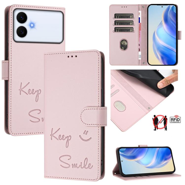 Smile Embossing RFID Leather Phone Case, For Galaxy S26 FE 5G 5G, For Samsung Galaxy S26+ 5G, For Samsung Galaxy S26 Edge 5G, For Samsung Galaxy S26 Ultra 5G, For Samsung Galaxy S26 5G, For Samsung Galaxy S25 Edge 5G, For Samsung Galaxy S25 5G         ...