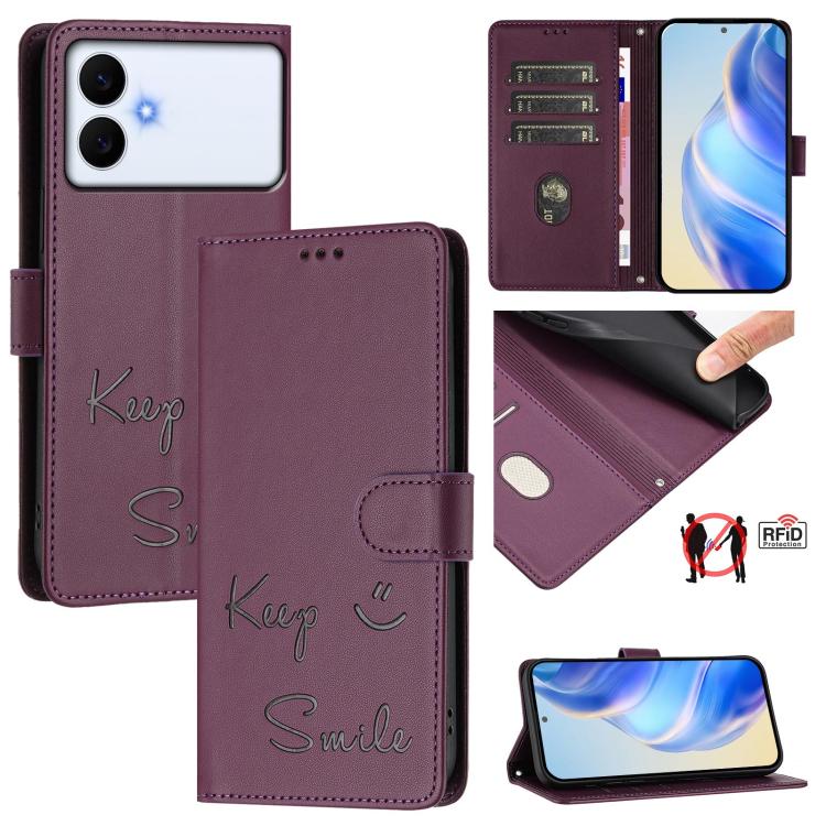 Smile Embossing RFID Leather Phone Case, For Galaxy S26 FE 5G 5G, For Samsung Galaxy S26+ 5G, For Samsung Galaxy S26 Edge 5G, For Samsung Galaxy S26 Ultra 5G, For Samsung Galaxy S26 5G, For Samsung Galaxy S25 Edge 5G, For Samsung Galaxy S25 5G         ...