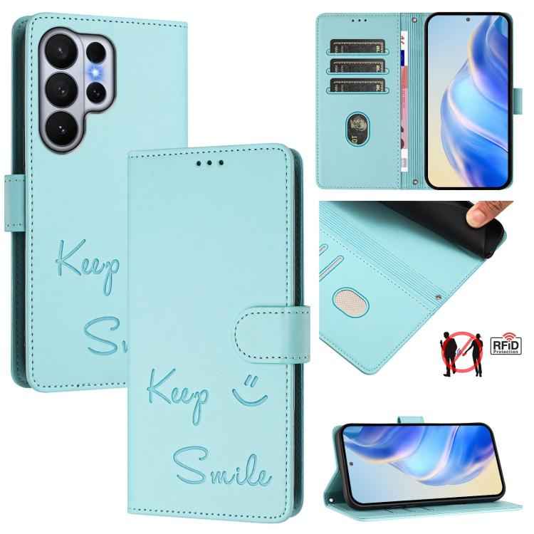 Smile Embossing RFID Leather Phone Case, For Samsung Galaxy S26+ 5G, For Samsung Galaxy S26 Edge 5G, For Samsung Galaxy S26 Ultra 5G, For Samsung Galaxy S26 5G, For Samsung Galaxy S25 Edge 5G, For Samsung Galaxy S25 5G, For Samsung Galaxy S25+ 5G      ...