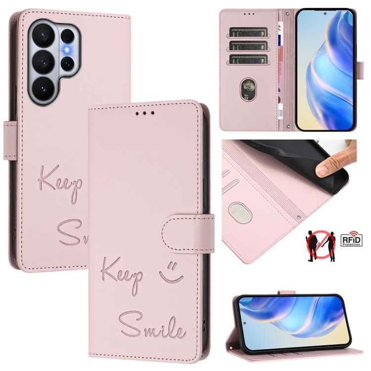 Smile Embossing RFID Leather Phone Case, For Samsung Galaxy S26+ 5G, For Samsung Galaxy S26 Edge 5G, For Samsung Galaxy S26 Ultra 5G, For Samsung Galaxy S26 5G, For Samsung Galaxy S25 Edge 5G, For Samsung Galaxy S25 5G, For Samsung Galaxy S25+ 5G      ...