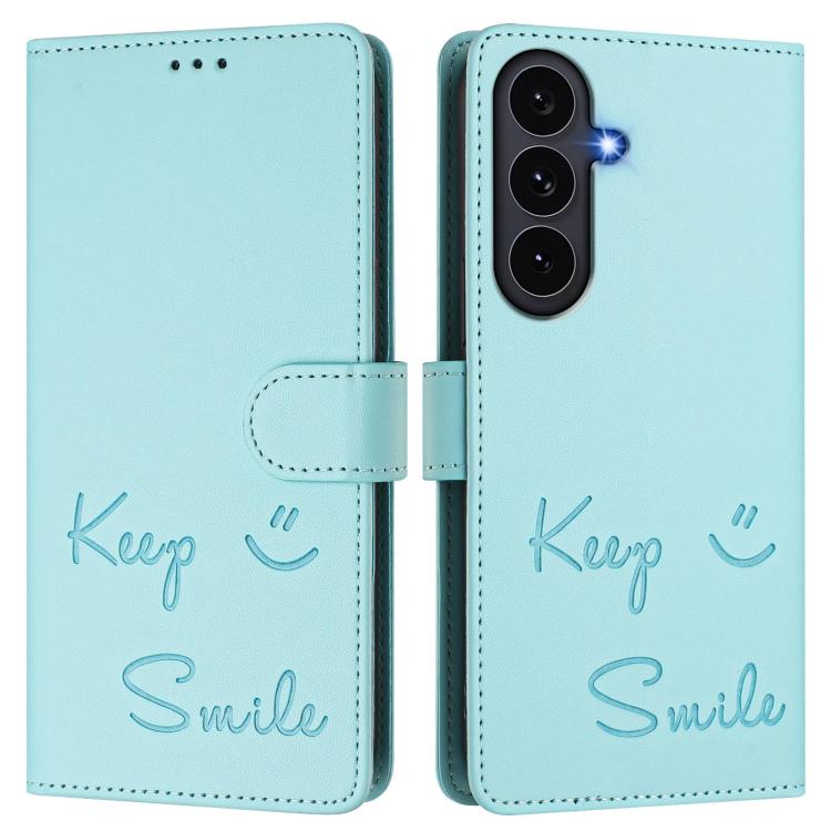 Smile Embossing RFID Leather Phone Case, For Galaxy S26 FE 5G 5G, For Samsung Galaxy S26+ 5G, For Samsung Galaxy S26 Edge 5G, For Samsung Galaxy S26 Ultra 5G, For Samsung Galaxy S26 5G, For Samsung Galaxy S25 Edge 5G, For Samsung Galaxy S25 5G         ...