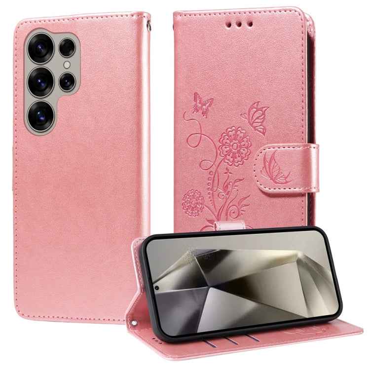 Embossed Butterfly Flowers Leather Phone Case, For Samsung Galaxy S26+ 5G, For Samsung Galaxy S26 Edge 5G, For Samsung Galaxy S26 Ultra 5G, For Samsung Galaxy S26 5G, For Samsung Galaxy S25 Edge 5G, For Samsung Galaxy S25 5G, For Samsung Galaxy S25+ 5G...