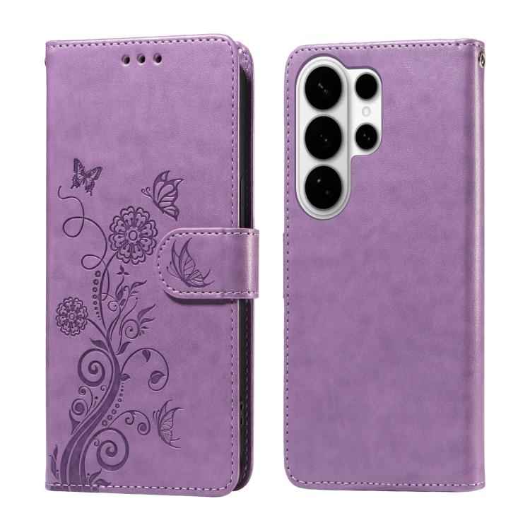 Embossed Butterfly Flowers Leather Phone Case, For Samsung Galaxy S26+ 5G, For Samsung Galaxy S26 Edge 5G, For Samsung Galaxy S26 Ultra 5G, For Samsung Galaxy S26 5G, For Samsung Galaxy S25 Edge 5G, For Samsung Galaxy S25 5G, For Samsung Galaxy S25+ 5G...