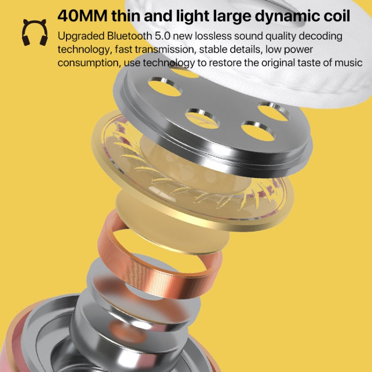 Cat Ears Bluetooth Wireless Headphones Gaming Headset with Light