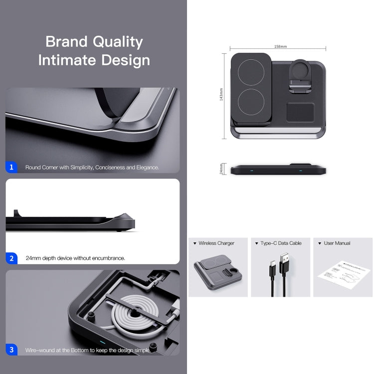 DW08 15W 3 in 1 Folding Wireless Charger