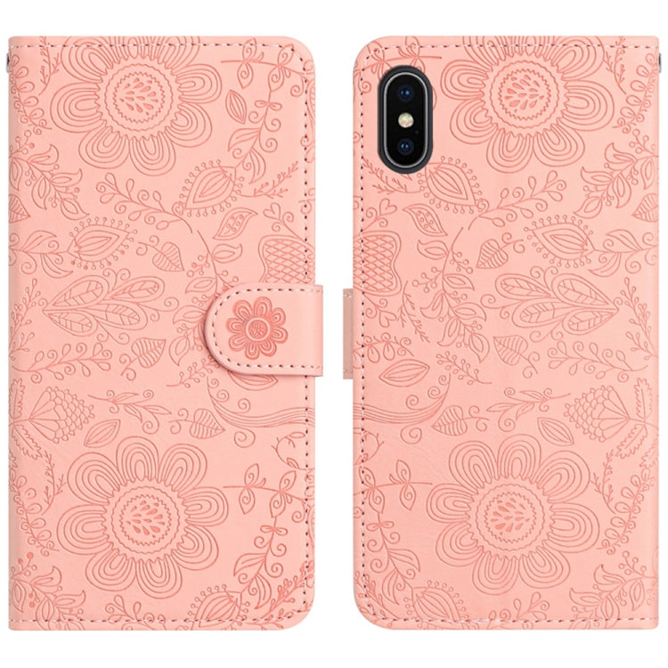 Floral Embossed Pattern Leather Phone Case