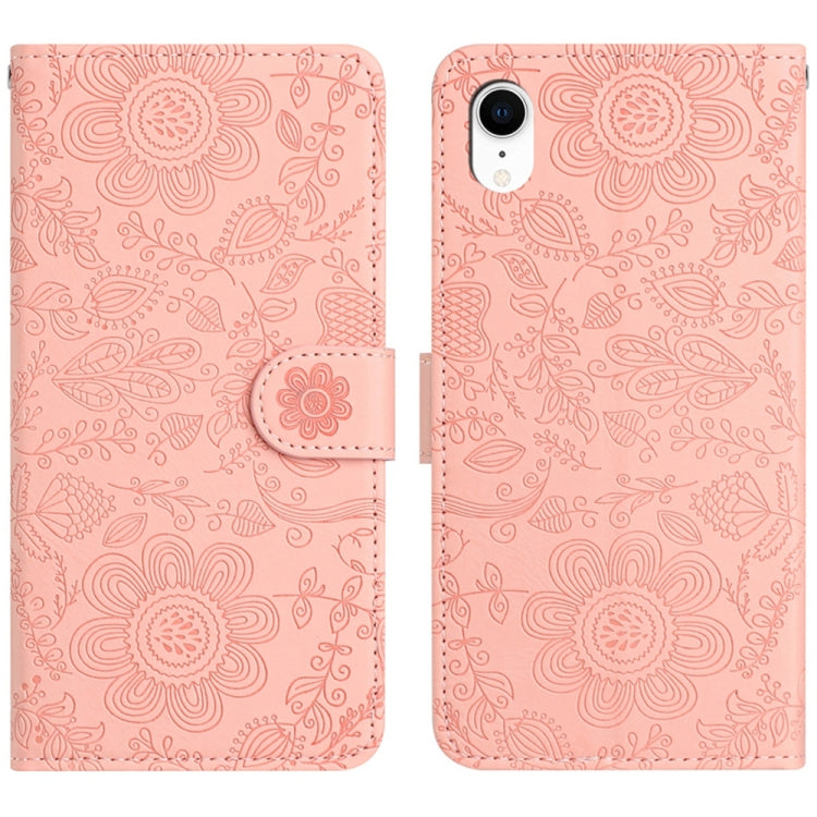Floral Embossed Pattern Leather Phone Case