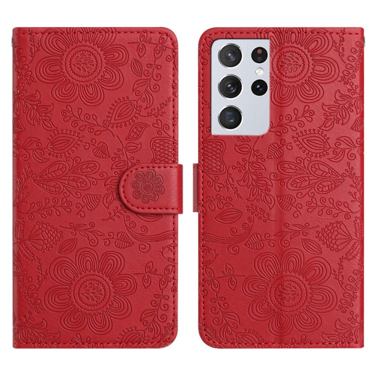 Floral Embossed Pattern Leather Phone Case, For Samsung Galaxy S22+ 5G, For Samsung Galaxy S22 5G, For Samsung Galaxy S21 FE 5G, For Samsung Galaxy S21 5G, For Samsung Galaxy S21+ 5G, For Samsung Galaxy S21 Ultra 5G, For Samsung Galaxy S20 FE 5G