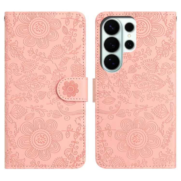 Floral Embossed Pattern Leather Phone Case, For Samsung Galaxy S26+ 5G, For Samsung Galaxy S26 Edge 5G, For Samsung Galaxy S26 Ultra 5G, For Samsung Galaxy S26 5G, For Samsung Galaxy S25 FE 5G, For Samsung Galaxy S25 Edge 5G, For Samsung Galaxy S25 5G ...