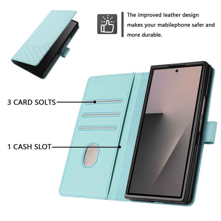 Honeycomb Embossing RFID Leather Phone Case, For Samsung Galaxy Z Fold7 5G, For Samsung Galaxy Z Fold5