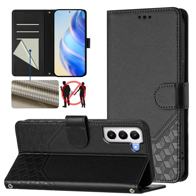 Honeycomb Embossing RFID Leather Phone Case, For Samsung Galaxy S23 5G, For Samsung Galaxy S22 Ultra 5G, For Samsung Galaxy S22+ 5G, For Samsung Galaxy S22 5G, For Samsung Galaxy S21 FE 5G, For Samsung Galaxy S21 5G, For Samsung Galaxy S21+ 5G         ...