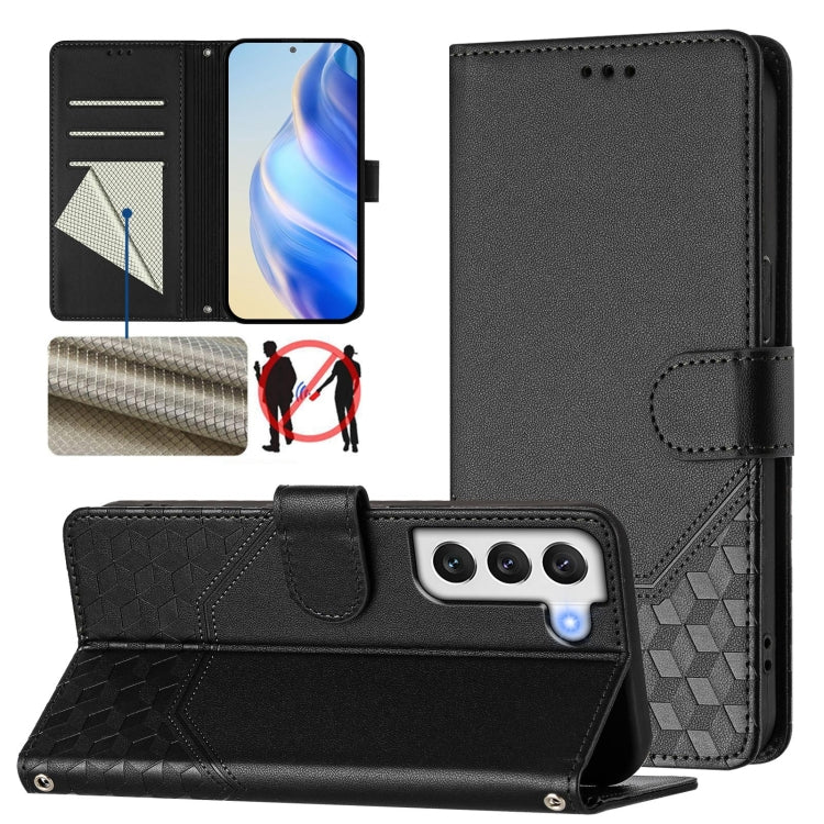 Honeycomb Embossing RFID Leather Phone Case, For Samsung Galaxy S23 5G, For Samsung Galaxy S22 Ultra 5G, For Samsung Galaxy S22+ 5G, For Samsung Galaxy S22 5G, For Samsung Galaxy S21 FE 5G, For Samsung Galaxy S21 5G, For Samsung Galaxy S21+ 5G         ...