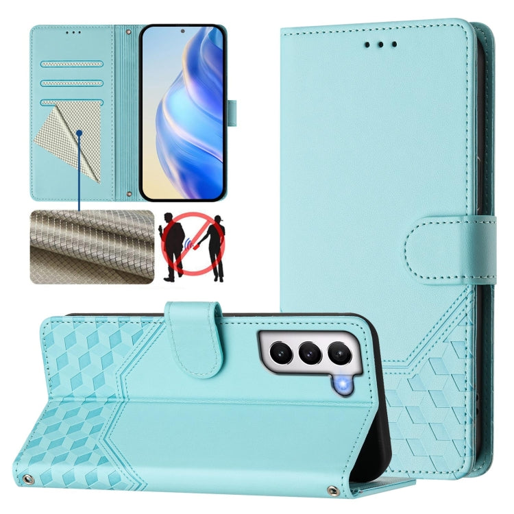 Honeycomb Embossing RFID Leather Phone Case, For Samsung Galaxy S23 5G, For Samsung Galaxy S22 Ultra 5G, For Samsung Galaxy S22+ 5G, For Samsung Galaxy S22 5G, For Samsung Galaxy S21 FE 5G, For Samsung Galaxy S21 5G, For Samsung Galaxy S21+ 5G         ...