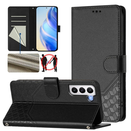 Honeycomb Embossing RFID Leather Phone Case, For Samsung Galaxy S23 5G, For Samsung Galaxy S22 Ultra 5G, For Samsung Galaxy S22+ 5G, For Samsung Galaxy S22 5G, For Samsung Galaxy S21 FE 5G, For Samsung Galaxy S21 5G, For Samsung Galaxy S21+ 5G         ...
