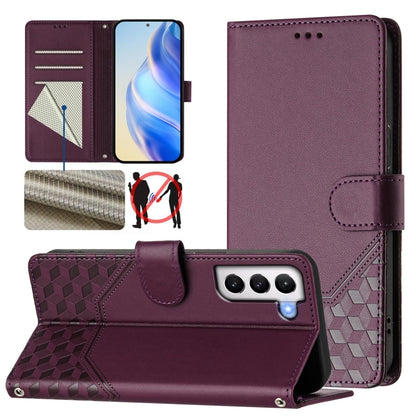 Honeycomb Embossing RFID Leather Phone Case, For Samsung Galaxy S23 5G, For Samsung Galaxy S22 Ultra 5G, For Samsung Galaxy S22+ 5G, For Samsung Galaxy S22 5G, For Samsung Galaxy S21 FE 5G, For Samsung Galaxy S21 5G, For Samsung Galaxy S21+ 5G         ...