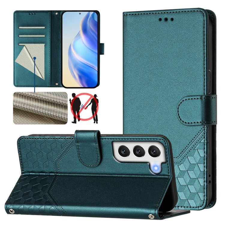 Honeycomb Embossing RFID Leather Phone Case, For Samsung Galaxy S23 5G, For Samsung Galaxy S22 Ultra 5G, For Samsung Galaxy S22+ 5G, For Samsung Galaxy S22 5G, For Samsung Galaxy S21 FE 5G, For Samsung Galaxy S21 5G, For Samsung Galaxy S21+ 5G         ...