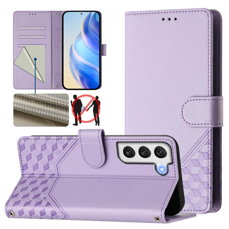 Honeycomb Embossing RFID Leather Phone Case, For Samsung Galaxy S23 5G, For Samsung Galaxy S22 Ultra 5G, For Samsung Galaxy S22+ 5G, For Samsung Galaxy S22 5G, For Samsung Galaxy S21 FE 5G, For Samsung Galaxy S21 5G, For Samsung Galaxy S21+ 5G         ...