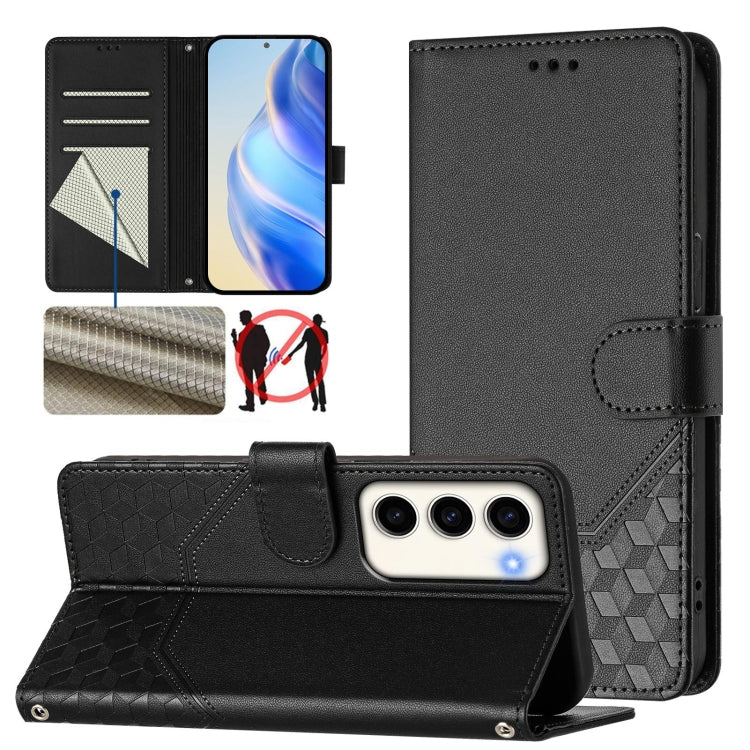 Honeycomb Embossing RFID Leather Phone Case, For Samsung Galaxy S23 5G, For Samsung Galaxy S22 Ultra 5G, For Samsung Galaxy S22+ 5G, For Samsung Galaxy S22 5G, For Samsung Galaxy S21 FE 5G, For Samsung Galaxy S21 5G, For Samsung Galaxy S21+ 5G         ...