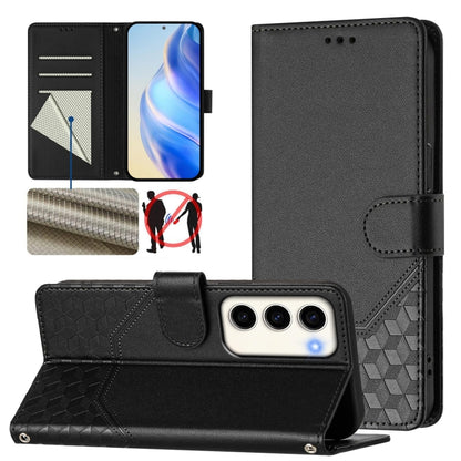 Honeycomb Embossing RFID Leather Phone Case, For Samsung Galaxy S23 5G, For Samsung Galaxy S22 Ultra 5G, For Samsung Galaxy S22+ 5G, For Samsung Galaxy S22 5G, For Samsung Galaxy S21 FE 5G, For Samsung Galaxy S21 5G, For Samsung Galaxy S21+ 5G         ...