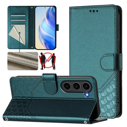 Honeycomb Embossing RFID Leather Phone Case, For Samsung Galaxy S25 Ultra 5G, For Samsung Galaxy S24 FE 5G, For Samsung Galaxy S24 Ultra 5G, For Samsung Galaxy S24+ 5G, For Samsung Galaxy S24 5G, For Samsung Galaxy S23 FE 5G                            ...