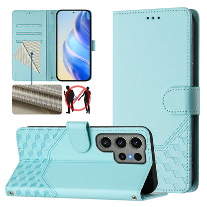 Honeycomb Embossing RFID Leather Phone Case, For Samsung Galaxy S25 Ultra 5G, For Samsung Galaxy S24 FE 5G, For Samsung Galaxy S24 Ultra 5G, For Samsung Galaxy S24+ 5G, For Samsung Galaxy S24 5G, For Samsung Galaxy S23 FE 5G                            ...