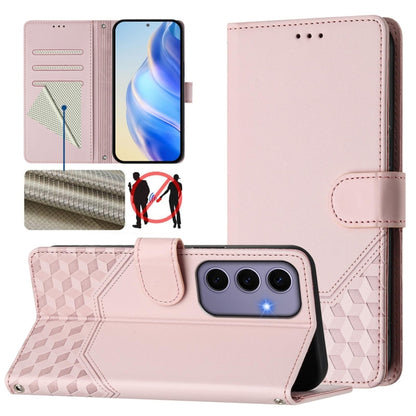 Honeycomb Embossing RFID Leather Phone Case, For Samsung Galaxy S25 Ultra 5G, For Samsung Galaxy S24 FE 5G, For Samsung Galaxy S24 Ultra 5G, For Samsung Galaxy S24+ 5G, For Samsung Galaxy S24 5G, For Samsung Galaxy S23 FE 5G                            ...