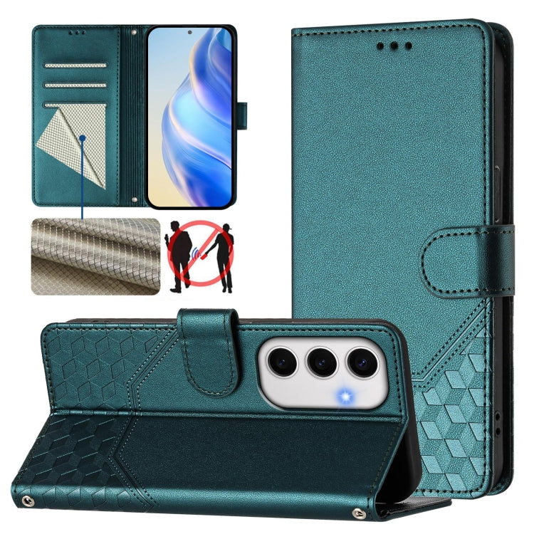 Honeycomb Embossing RFID Leather Phone Case, For Samsung Galaxy S25 Ultra 5G, For Samsung Galaxy S24 FE 5G, For Samsung Galaxy S24 Ultra 5G, For Samsung Galaxy S24+ 5G, For Samsung Galaxy S24 5G, For Samsung Galaxy S23 FE 5G                            ...