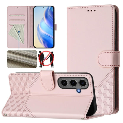 Honeycomb Embossing RFID Leather Phone Case, For Samsung Galaxy S25 Ultra 5G, For Samsung Galaxy S24 FE 5G, For Samsung Galaxy S24 Ultra 5G, For Samsung Galaxy S24+ 5G, For Samsung Galaxy S24 5G, For Samsung Galaxy S23 FE 5G                            ...