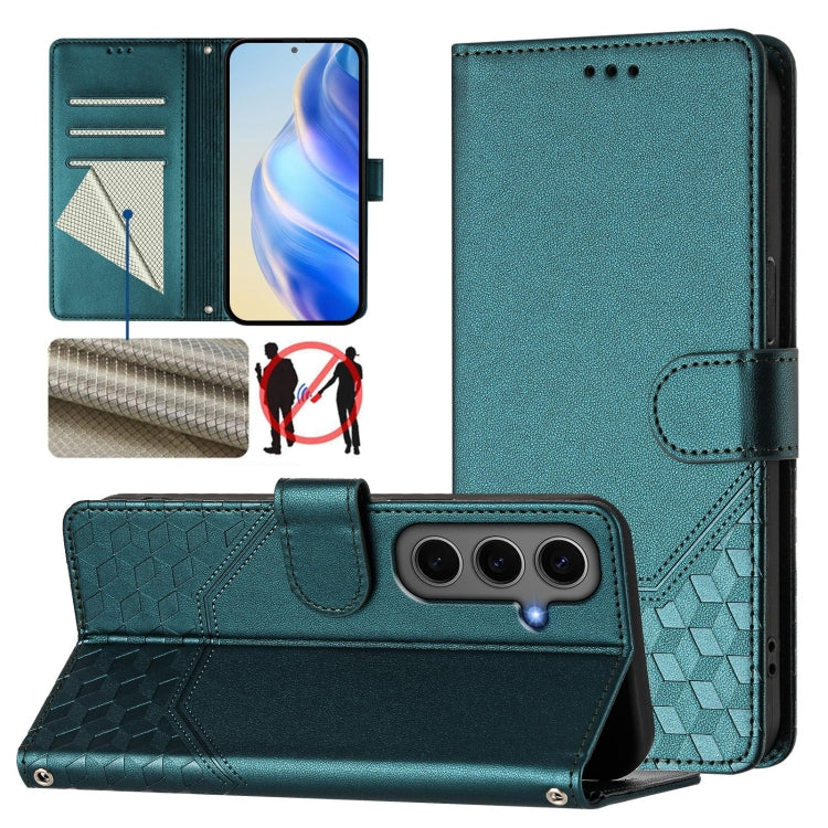Honeycomb Embossing RFID Leather Phone Case, For Samsung Galaxy S25 Ultra 5G, For Samsung Galaxy S24 FE 5G, For Samsung Galaxy S24 Ultra 5G, For Samsung Galaxy S24+ 5G, For Samsung Galaxy S24 5G, For Samsung Galaxy S23 FE 5G                            ...