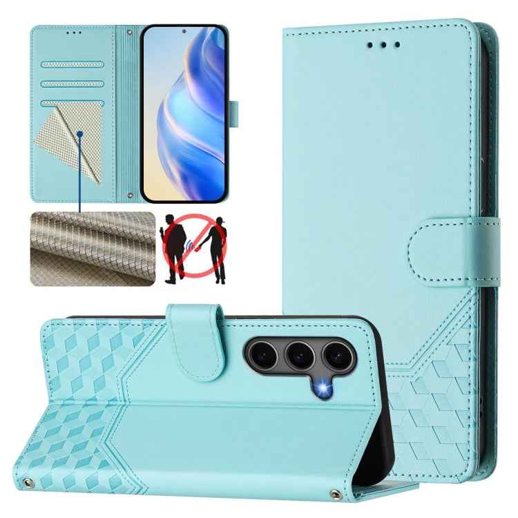 Honeycomb Embossing RFID Leather Phone Case, For Samsung Galaxy S26+ 5G, For Samsung Galaxy S26 Edge 5G, For Samsung Galaxy S26 Ultra 5G, For Samsung Galaxy S26 5G, For Samsung Galaxy S25 Edge 5G, For Samsung Galaxy S25 5G, For Samsung Galaxy S25+ 5G  ...