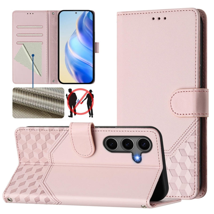Honeycomb Embossing RFID Leather Phone Case, For Galaxy S26 FE 5G, For Samsung Galaxy S26+ 5G, For Samsung Galaxy S26 Edge 5G, For Samsung Galaxy S26 Ultra 5G, For Samsung Galaxy S26 5G, For Samsung Galaxy S25 Edge 5G, For Samsung Galaxy S25 5G        ...